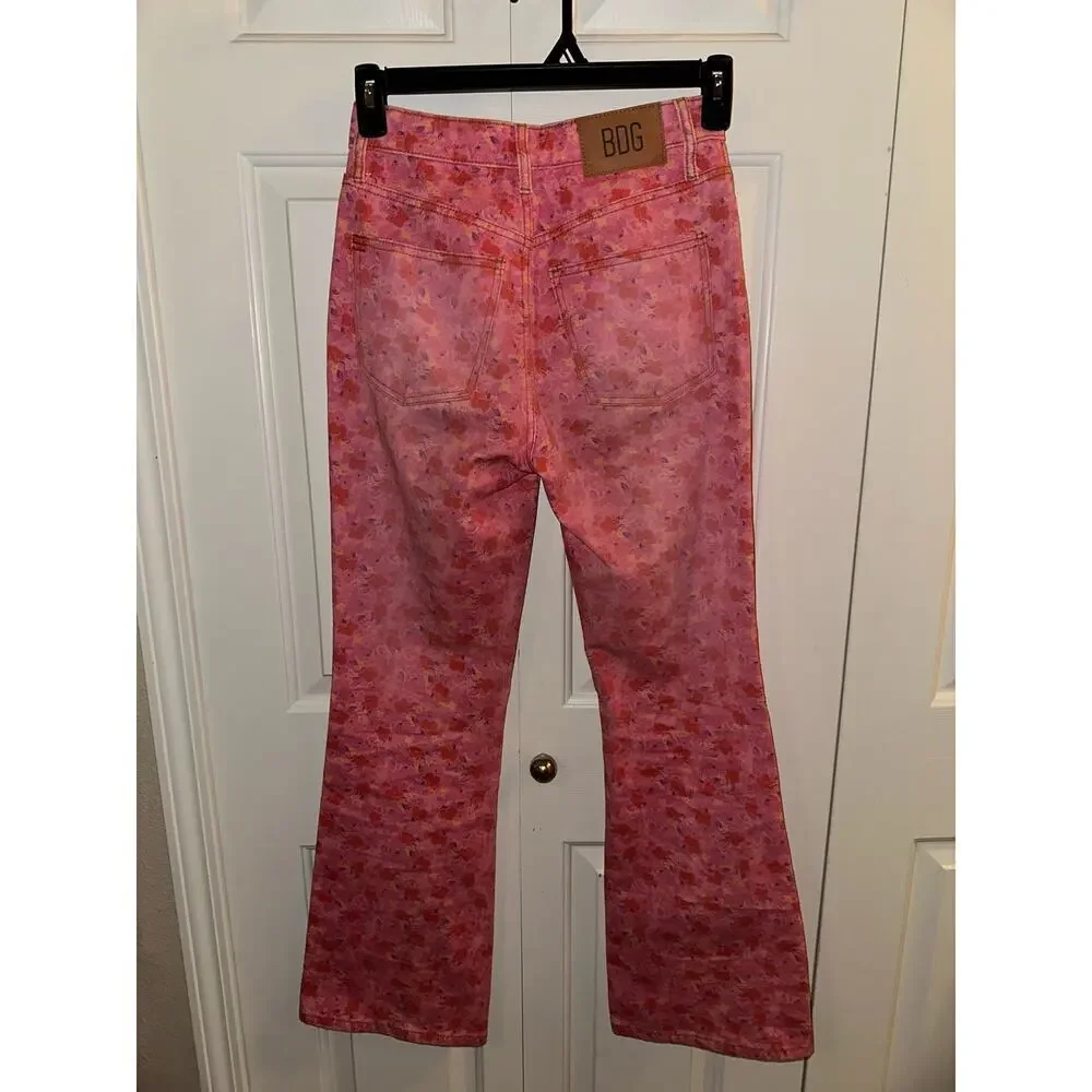 BDG High Rise Flare Floral Jeans 25 - Picture 3 of 5